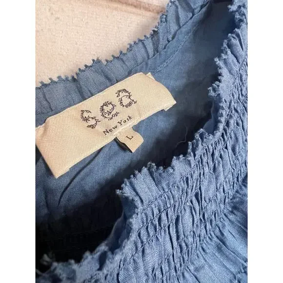 SEA New York Size LG Blue Maxi Dress Tiered Textured EUC - Picture 4 of 5